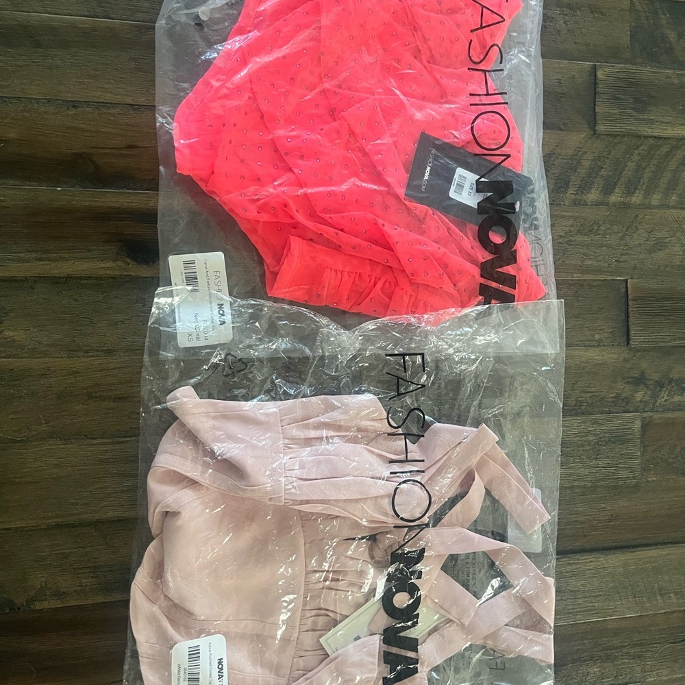 Fashion Nova Pink and Coral Top Set